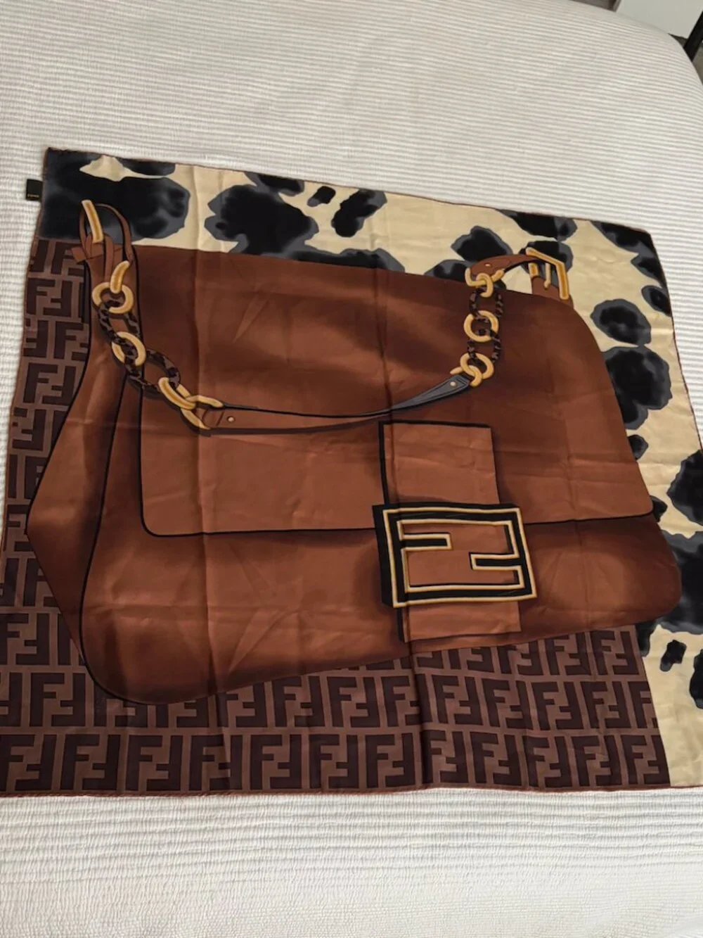 Fendi Silk Scarf – FF Logo / Baguette Print - Picture 1 of 3